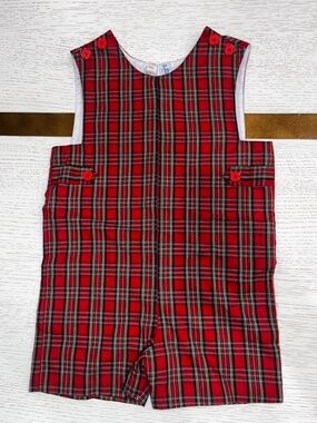 Orient Expressed Red & Green Plaid Romper – Size 3
